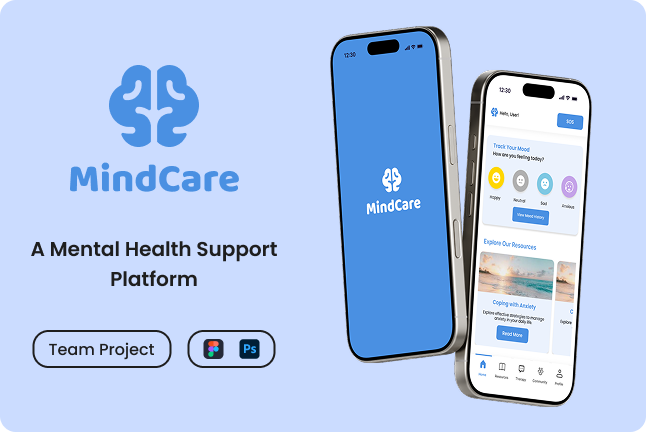 MindCare mobile app mockup